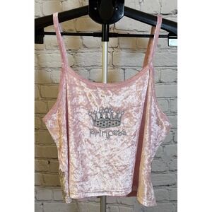 Expressions Lingerie Pink Crushed Velvet Princess Crown Camisole Top Large